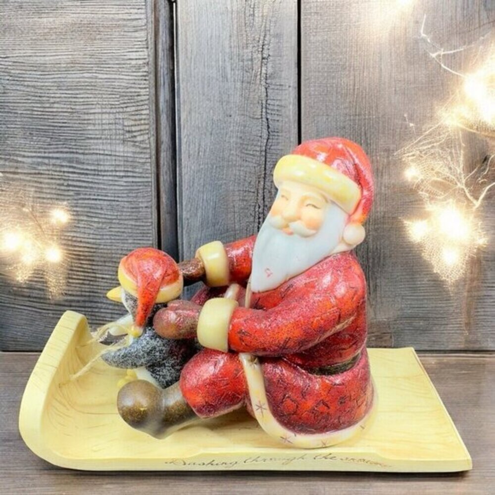 Pavilion Dear Santa Dashing Through‎ The Snow Resin Holiday Christmas Figurine